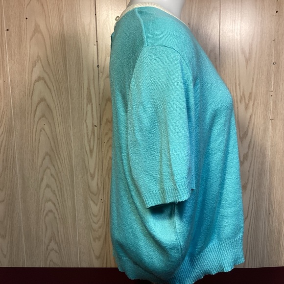 Vintage Sweater Set aqua and purple made by Miata Sport in USA womens size 16 - Picture 10 of 11